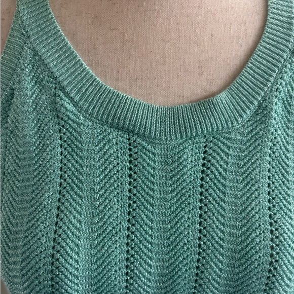 WHBM | Mint Green with silver sparkle Sleeveless Knit Top | L | Very Good Cond - Picture 3 of 8